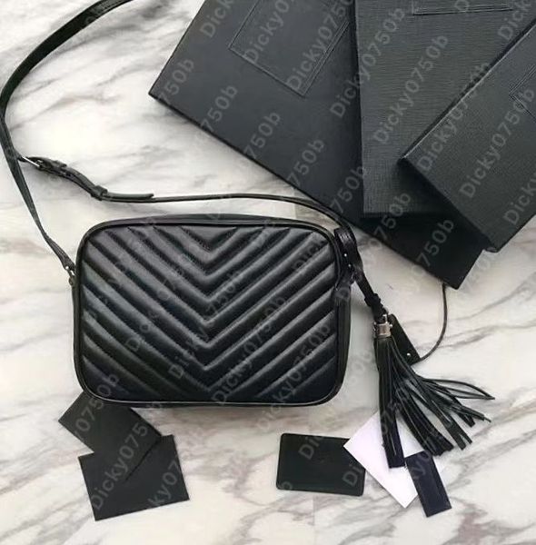 Lou camera bag monedero negro bolsos de diseñador de lujo sac cuero genuino piel de cordero mujer bandolera sacoche messenger Satchel dama diseño vintage borla de moda Zig Zag