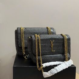 Lou Lou Puffer Toy Bag in reffia Designer bag shoulder bag handbag Small square bag hand woven cloud bag Classic retro chain straw tote bag Cassandra baguette bag