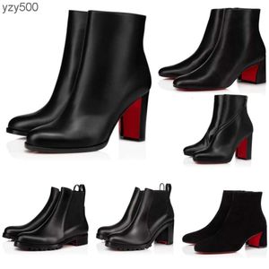 Loubutinly Christians Zapatos de fondo rojo Popular Moda Mujer Botines cortos Vestido Tobillo Tacones Botas Suelas de lujo Tacón Zapatos de fiesta para mujer B9H9