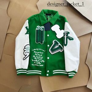 Louies Vuttion Designer Men's Jackets Fashion Luxury Brand Women Jacket Louies Vintage Loose Long Sleeve Green Baseball Casual Warm Vuttion Bomber Clothing 7729