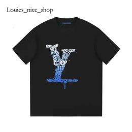 Louies Vuttion Luxury 24SSS STENDY Brand Designer T-shirt Mens T-shirt Top Quality Coton Lettre de coton imprimé Femmes courte Short Shirt Casual Soft Vuttion Tee 832