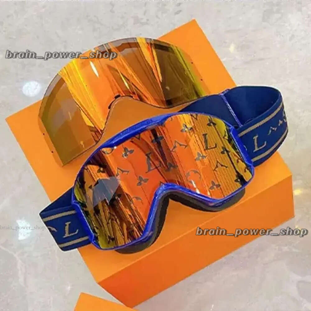 Louiseviution Designer Ski Goggles Skis Luxury Lunettes de soleil Professional Top Quality Pink Lunes Blue Double-couche à l'épreuve de brouillard Ski de neige extérieure à l'épreuve du brouillard 982