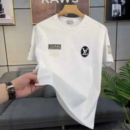 Louiseviution Designer T-shirt Luis Viton Shirt Young Men's Mercerized Cotton Luxury Clain à manches courtes Sémacturé Slim Fit Slim Ajustement Créen T-shirt 919