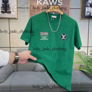 Louiseviution Designer T-shirt Luis Viton Shirt Young Men's Mercerized Cotton Luxury Clain à manches courtes Sémat Personnalize Slim Fit T-shirt coréen 712 272