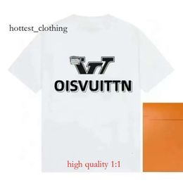 Louiseviution Mens Designer T-shirt Broidered Labels Quality Mode et femmes à manches courtes Modèles Coton Coton LVS
