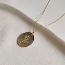 LouLeur 925 argent sterling ovale rose fleur pendentif collier or design de mode élégant femme collier festival bijoux cadeau Q0531