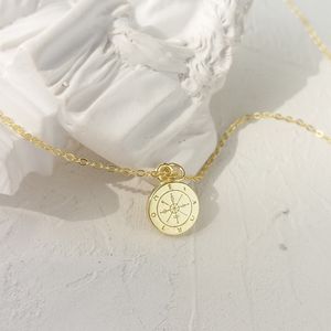 Louleur 925 Sterling Silver Round Mini Compass Pendant Neckalce Gold Elegant Exquise Necklace for Women Birthday Sieraden Gift Q0531