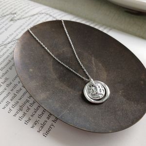 LouLeur 925 Sterling Argent Swingable Rond Pendentif Collier Mer Pierre Sèche Pourri Collier Créatif Pour Les Femmes Festival Bijoux Q0531