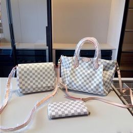 Louls Vutt 3 pièces Set Luxurys Handbags Designer Handsbags Designer Sac Cossbody Sac avec designer Purse Classic White Checkerboar BSJM