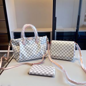 LOULS VUTT 3-delige set luxe handtassen designer handtassen designer tote bag crossbody tas met designer portemonnee Classic White Checkerboard Echt leer