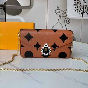 Louls Vutt Tassen Wallet 24SS Echte luxe Luxury Dames Handtas Embossment Bag Keten Tasontwerpers Leer Messenger Wallets Golden 21 cm houder