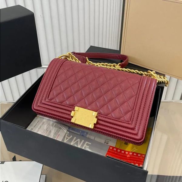 Louls Vutt Luxury Bag Designer Classic Boy Barf Sacs à bandoulière FRANCE Brand Fashion Caviar Cuir Qulited Matelasse Handbags Gold Metal TXSX