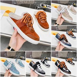 Lous Open Back Sneaker Designer Morele training Half Slipper Classic Man Woman Leisure Baotou Slippers Luxe Cowhide Noodles Sheepskin Inner Casual Shoes Maat 35-41