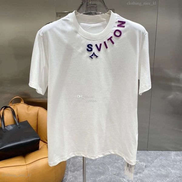 Lousis vouton Sac Shirt 23SS Designer Mens T-shirts Unisexe Women Couple Fashion Loose Coton Coton LETTRES CORD