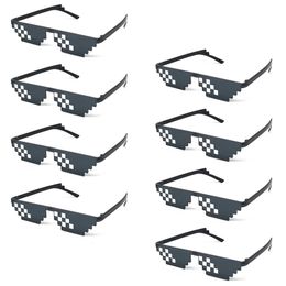 Lovatfirs Thug Life Sunglasses 8 Pack Pack Pixed Mosaic Party Party Black Red Rose jaune bleu pour femmes hommes 240515