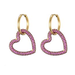 LOVBEAFAS bijoux de mode cubique Zircon coeur boucles d'oreilles pour femmes couleur or géométrique en acier inoxydable boucles d'oreilles rondes 231225