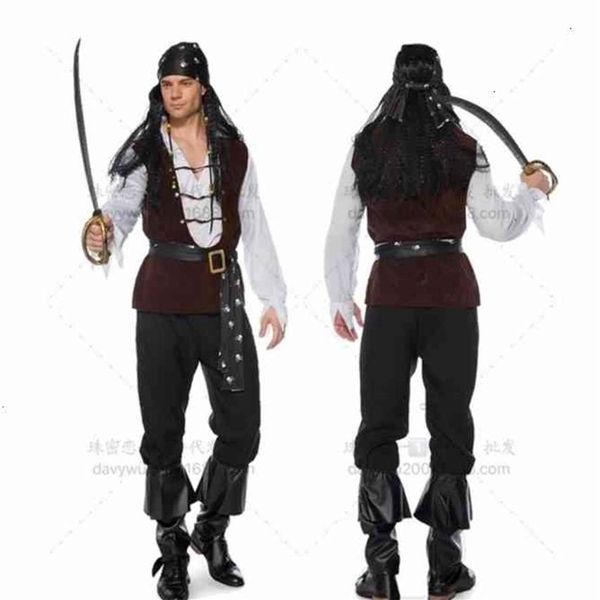 amour 2021 perle uniforme adulte mâle Pirate Costume Pirate Costume Halloween jeu de rôle Costume yw276e