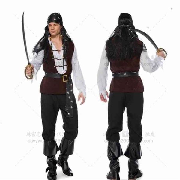 amour 2021 perle uniforme adulte mâle Pirate Costume Pirate Costume Halloween jeu de rôle Costume yw303V