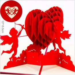 Love 3D Pop UP Cartes Saint Valentin Cadeau Carte Postale avec Enveloppe Autocollants Invitation de Mariage Cartes de Voeux Anniversaire pour Elle GB6279r