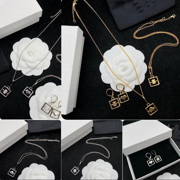 Amour et bloc carré pendentif collier collier chaîne en laiton plaqué or haute qualité rotatif bloc creux pendentif boucles d'oreilles bijoux fourniture cadeaux de fête