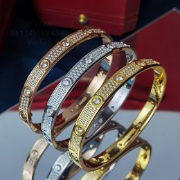 Love bangl brazalete chapado en oro para mujer diseñador Pareja pulsera Set cristal 18K T0P calidad más alta calidad de contador estilo clásico moda lujo exquisito regalo 016