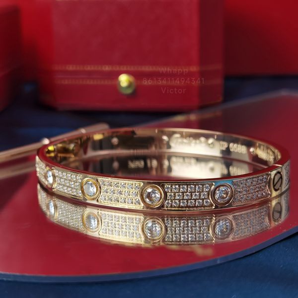 Love bangl brazalete chapado en oro para mujer diseñador pareja pulsera conjunto cristal 18K T0P calidad más alto contador estilo clásico moda lujo exquisito regalo