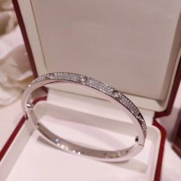 LOVE Bangle Au 750 18 K verguld messing vervaagt nooit sieraden topkwaliteit luxe merk paar diamanten armbanden klassieke stijl 5A armband