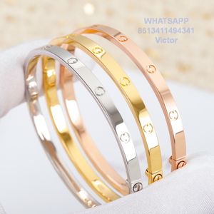 Bracelet d'amour version étroite bracelet en or Au 750 18 K ne se décolore jamais de haute qualité taille 16-19 avec boîte réplique officielle de qualité supérieure marque de luxe dames bracelets couple