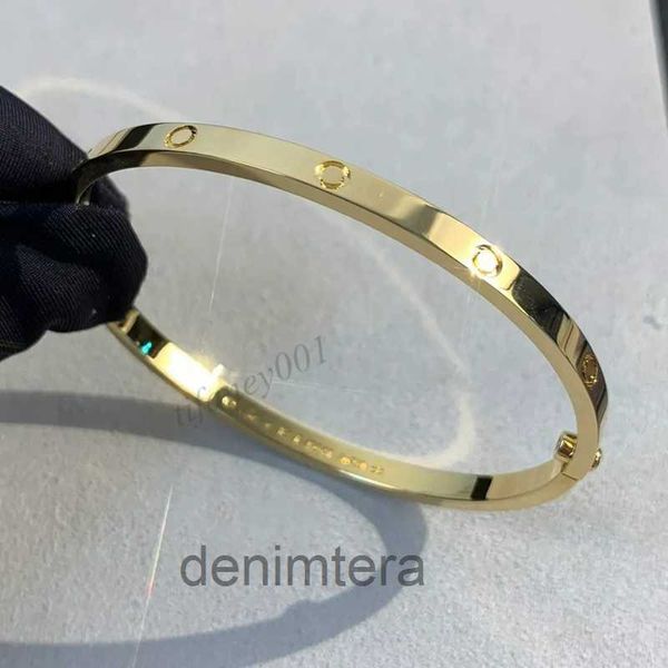 Love Bangle Version étroite Bracelet plaqué or 18 carats trois fois ne se décolore jamais de haute qualité Europe réplique officielle de luxe dames bracelets Couple YGAT