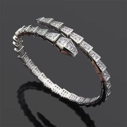 Brazalete de amor Tenis Joyería de diseñador Diamante para mujer Encantadora Serpiente Plata Joyería de oro rosa Placa de cobre Fiesta Boda Encanto Novia Pulsera de serpiente