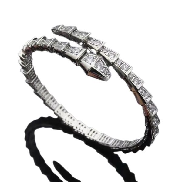 amor brazalete tenis joyería de diseño pulsera de mujer diamante encantadora serpiente plata joyería de oro rosa placa de cobre fiesta boda encanto novia serpiente pulsera8