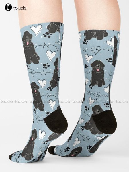 Love Black newfie newfoundland chiens chaussettes de filles 360 ° Impression numérique personnalisée Unisexe personnalisé pour adolescents adolescents pour jeunes chaussettes art