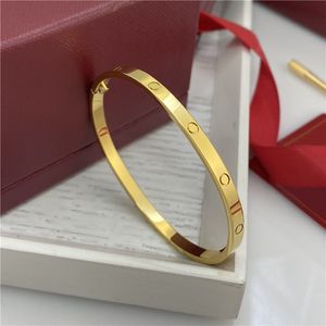 liefde armband ontwerper sieraden gouden manchet schroef armbanden schroevendraaier armbanden titanium staal belcher zilver 4CZ voor dames mens partij cadeau ontwerper bangle 4 mm dun