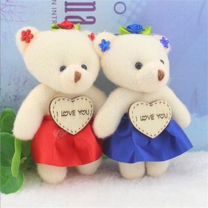 Love merk pluche speelgoed beer pop cartoon boeket tas bloem pop bruiloft kleine geschenk kleine hanger 11cm