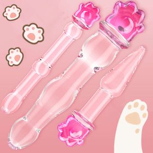 LOVE CAT Stick Crystal Glass Dildo Perles Perles Anal Plug Butt Butt Toys Sexy For Man Woman Couples Vaginal et Anal Stimulation