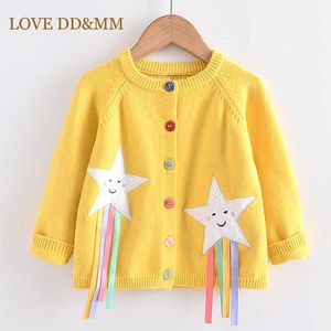 LOVE DDMM filles manteaux automne enfants vêtements filles hauts dessin animé étoile simple boutonnage à manches longues doux tricot Cardigan pull 210715