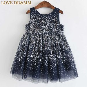 Love DDMM meisjes jurken 2021 zomer nieuwe kinderen dragen meisjes mode gradiënt pailletten mesh mouwloze zoete prinses jurk Q0716