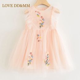 LOVE DDMM Vestidos para niñas Ropa de verano para niños Niñas Princesa simple Bordado Malla Sin mangas Vestido de princesa dulce 210715