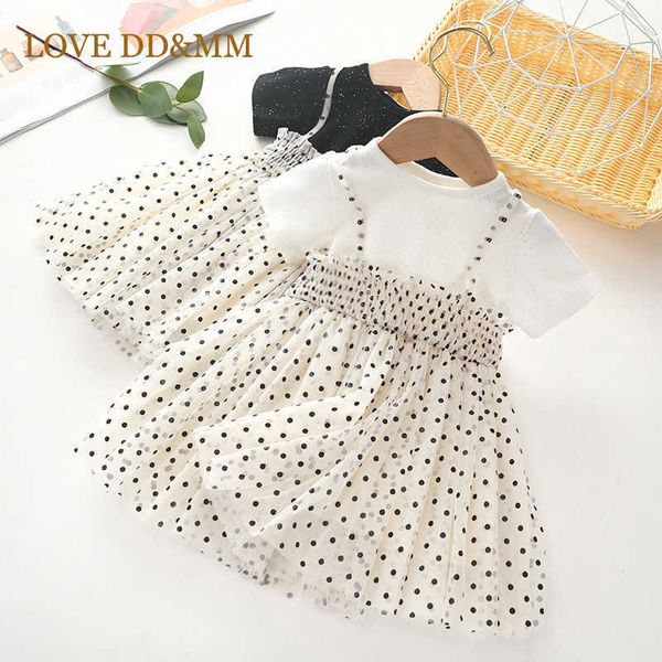 Love DDMM Girls Party Party Princesse Robes Sweet Sling Polka Dot Enfants Bébé Baby Prom Fantaisie Fantaisie Robe de ballon Sequine Robe en bas âge 210715