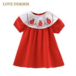 Liefde ddmm meisjes prinses jurken zomer casual print boog borduurwerk comfortabele jurk kinderen zoete kostuum kinderen partij 210715