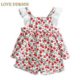 Love DDM Mirls Sets kinderkleding Cartoon Cherry Citroen Top Shorts + Short Suits voor Girl Cute Kids Costumes 210715