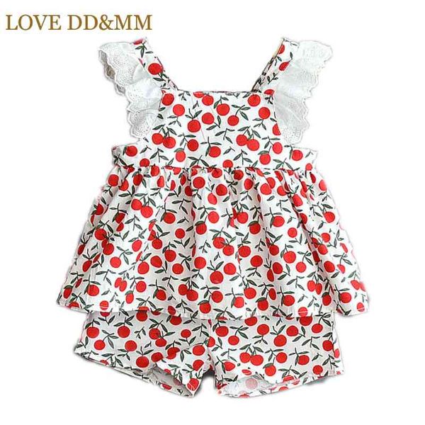 LOVE DDMM Girls Sets Ropa para niños Cartoon Cherry Lemon Top shorts + Trajes cortos para niña Cute Kids Disfraces 210715