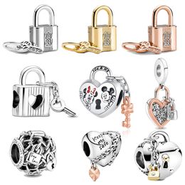 Love Designer charms Colgante Día de San Valentín Joyería Regalo Love Lock Beads DIY fit Pandora charm Pulsera Collar con caja