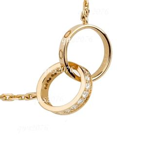 Liefde Designer Mode-sieraden Met Schroef Diamant Dubbele Cirkel Ketting Wit Goud Roos Hanger Roestvrij Staal Feestcadeau Trendy B7216300