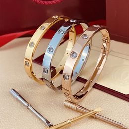 liefde diamanten armband vrouwen titanium staal minnaar goud en zilver rose mode luxe sieraden technologie nooit vervagen om allergie te voorkomen Hebben Logo