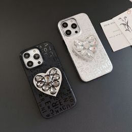 Love Diamond Heart Laser Cevales voor iPhone 13 Pro Max 12 Promax Fashion Covers iPhone14Pro plus 14Promax Full Cover Protection Shockproof Case met Ring Stent Holder