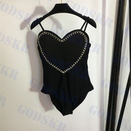 Love Diamond Swimwear Designer Womens Bikini Strap One Piece Maillot de bain Classique Noir Maillot de bain