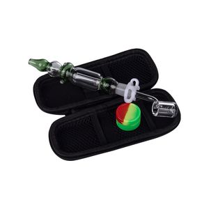 Love_e_cig NC011 Rookpijp Bubbler Bong Tas Set 10mm 14mm Titanium Keramische Nagels Kwarts Banger Nagelclip Dabber Tool Siliconen Pot Blauw Groen Helder Glas Waterpijpen