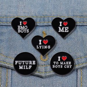 Love Entamel Pins Brooches personnalisées Badges de revers futurs Gift de bijoux punk coeur noir pour amis