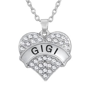 Liefde Familie Gigi Hartvorm Hanger Choker Kristal Vrouwen Woord Ketting Mode 2016 voor Women3009